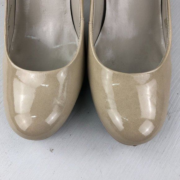 Franco Sarto Women's Size 7.5M Napoli Tan Leather Patent Slip On High Heel Pumps - Picture 5 of 13